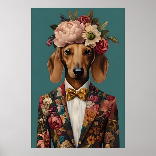 Dachshund In Suit Poster, Dachshund Portrait Poster (Vorne)