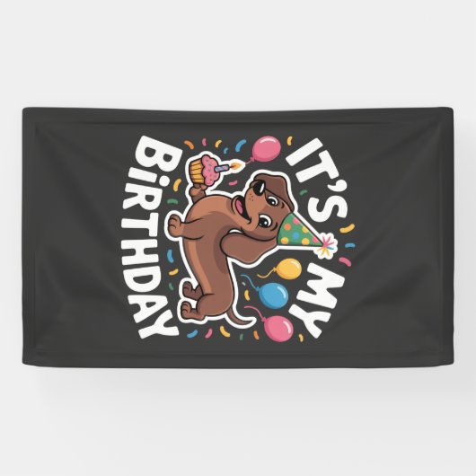 Dachshund It's My Birthday Banner (Horizontal)