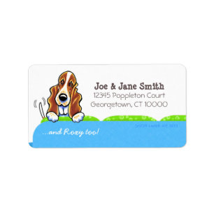 Dachshund-Jagdhund-blauer Couch-Haustier-Name Adressaufkleber