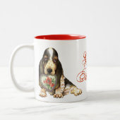 Dachshund-Jagdhund-Herz-Mama Zweifarbige Tasse (Links)