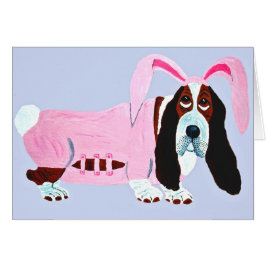 Dachshund-Jagdhund im rosa Häschen-Anzug