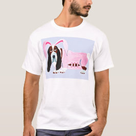 Dachshund-Jagdhund im rosa Häschen-Anzug T-Shirt
