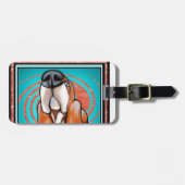 Dachshund-Jagdhund-Pop-Kunst-abstrakter Gepäckanhänger (Vorderseite horizontal)