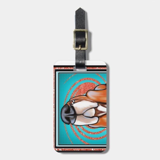 Dachshund-Jagdhund-Pop-Kunst-abstrakter Gepäckanhänger (Vorderseite vertikal)