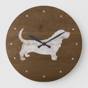 Dachshund-Jagdhund-Silhouette Große Wanduhr