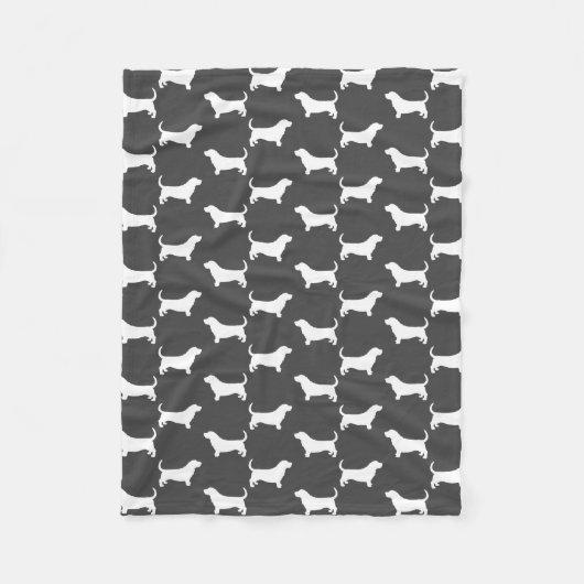 Dachshund-Jagdhund-Silhouette-Muster-Grau Fleecedecke (Vorderseite)