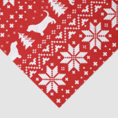 Dachshund-Jagdhund-Silhouette-Weihnachtsmuster-Rot Seidenpapier (Detail)