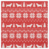 Dachshund-Jagdhund-Silhouette-Weihnachtsmuster-Rot Stoff (Muster)
