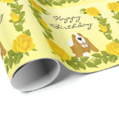 Dachshund-Jagdhund und gelbe Rosen Geschenkpapier (Rolleneckpunkt)