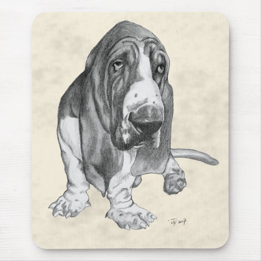 Dachshund-Jagdhund-Zeichnen Mousepad (Vorne)