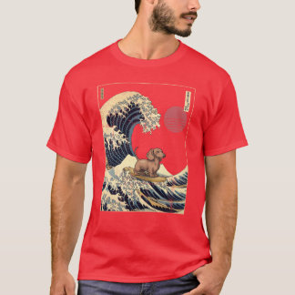 Dachshund Kanagawa Japanisches Surfwelle Mädchen T-Shirt