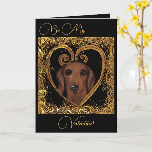 DACHSHUND KARTE (Gelbe Blume)