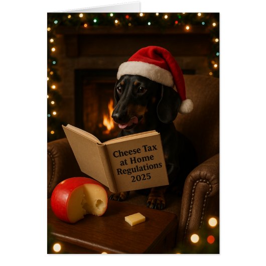 Dachshund 'Käse-Steuer' Weihnachtskarte (Vorne)
