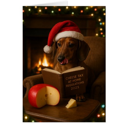 Dachshund 'Käse-Steuer' Weihnachtskarte (Vorne)