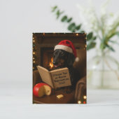 Dachshund 'Käse-Steuer' Weihnachtskarte Postkarte (Stehend Vorderseite)