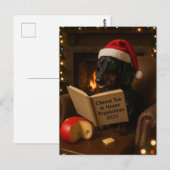 Dachshund 'Käse-Steuer' Weihnachtskarte Postkarte (Vorne/Hinten)