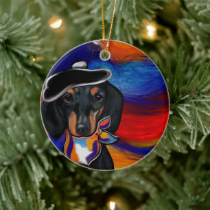 DACHSHUND      KERAMIK ORNAMENT