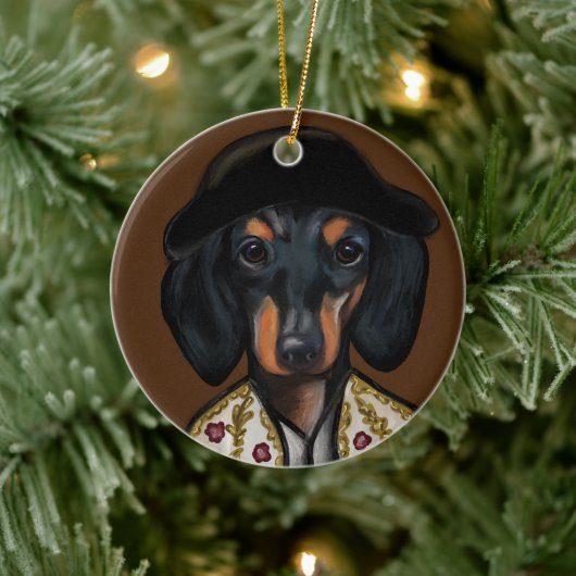 DACHSHUND          KERAMIK ORNAMENT (Baum)