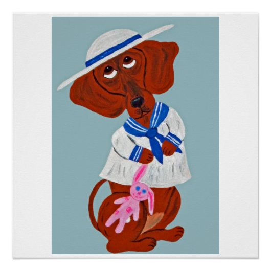 Dachshund-Klapp-Grußkarte Poster (Vorderseite)