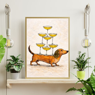Dachshund-Kunst lustige Hundeillustration Poster