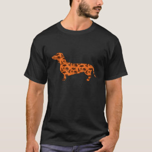 Dachshund Kürbis Hexe Fledermaus Lustiger Grusel H T-Shirt