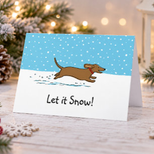 Dachshund Lass es schneien - Fröhliche Wiener-Hund Feiertagskarte