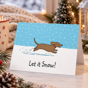 Dachshund Lass es schneien - Fröhliche Wiener-Hund Feiertagskarte