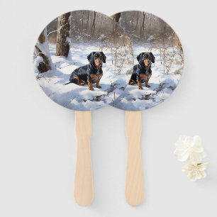 Dachshund Lass es schneien Weihnachten Fächer