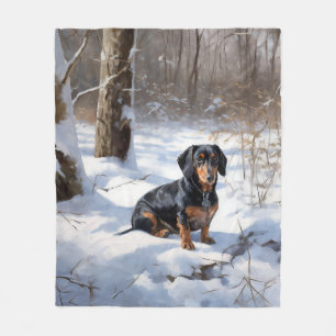 Dachshund Lass es schneien Weihnachten Fleecedecke