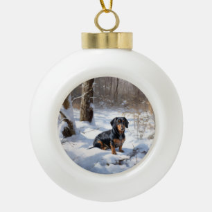 Dachshund Lass es schneien Weihnachten Keramik Kugel-Ornament