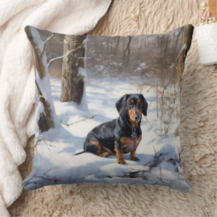 Dachshund Lass es schneien Weihnachten Kissen