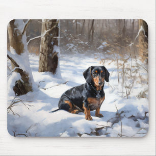 Dachshund Lass es schneien Weihnachten Mousepad