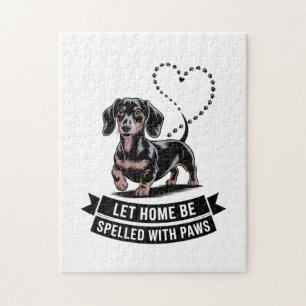 Dachshund Lass Zu Hause Mit Pfoten Geschrieben Wer Puzzle