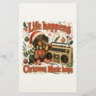 Dachshund Leben passiert Weihnachtsmusik hilft Briefpapier