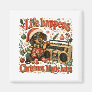 Dachshund Leben passiert Weihnachtsmusik hilft Magnet