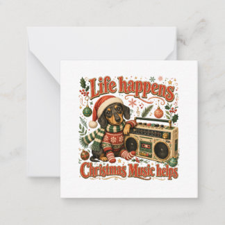 Dachshund Leben passiert Weihnachtsmusik hilft Mitteilungskarte