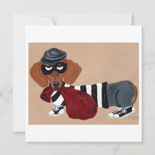 Dachshund Leckerli Dieb Einbrecher Feiertagskarte (Vorderseite)