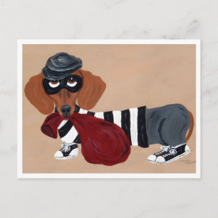 Dachshund Leckerli Dieb Einbrecher Feiertagspostkarte