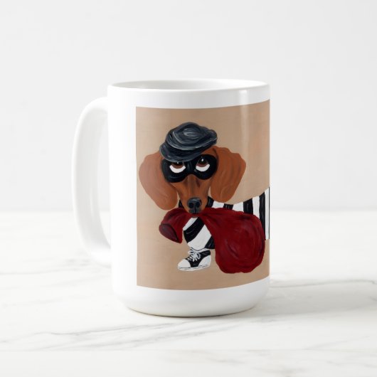 Dachshund Leckerli Dieb Einbrecher Kaffeetasse (Vorderseite Links)