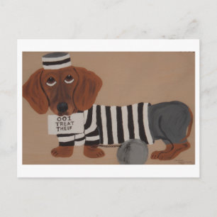Dachshund Leckerli Dieb Knastvogel Feiertagspostkarte