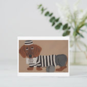 Dachshund Leckerli Dieb Knastvogel Postkarte (Stehend Vorderseite)