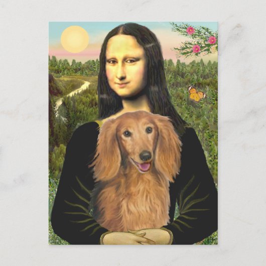Dachshund (LHSable) - Mona Lisa Postkarte (Vorderseite)