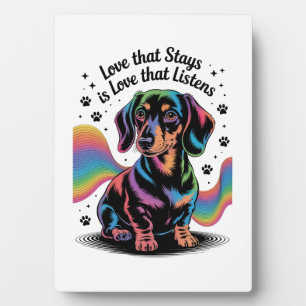 Dachshund-Liebe, die bleibt, ist Liebe, die zuhört Fotoplatte
