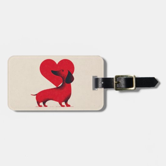 Dachshund Liebe – Süßes Hunde Herz Design Gepäckanhänger (Vorderseite horizontal)