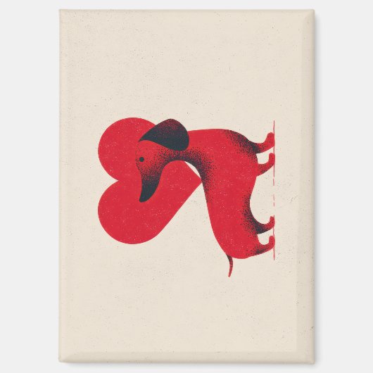 Dachshund Liebe – Süßes Hunde Herz Design Magnet (Vorderseite)