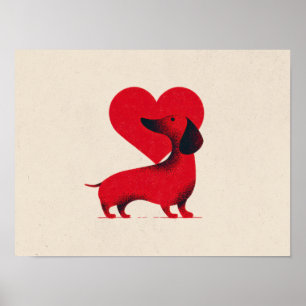 Dachshund Liebe – Süßes Hunde Herz Design Poster