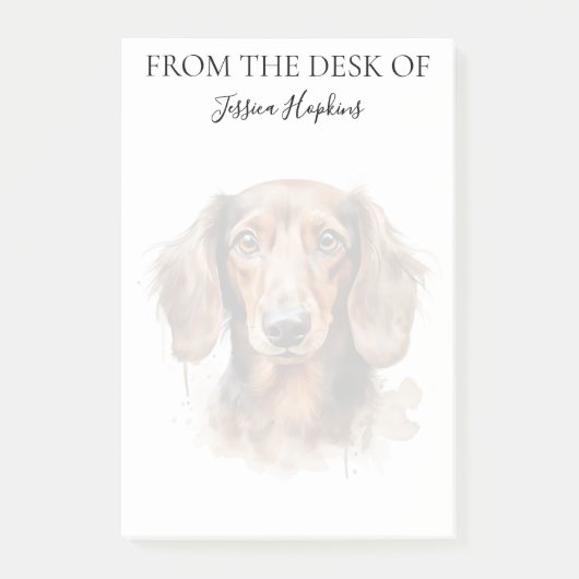Dachshund-Liebhaber monogrammierter Hund Post-it Klebezettel (Vorderseite)