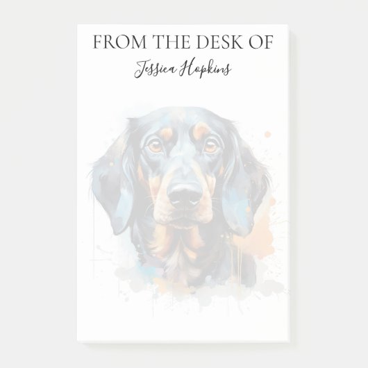 Dachshund-Liebhaber monogrammierter Hund Post-it Klebezettel (Vorderseite)