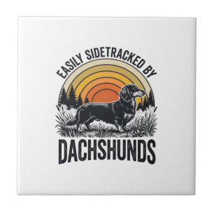 Dachshund Liebhaber-Shirt Leicht Abgelenkt Retro-K Fliese