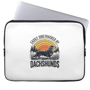 Dachshund Liebhaber-Shirt Leicht Abgelenkt Retro-K Laptopschutzhülle
